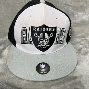 47 Brand NFL Raiders Football White Black Silver Snap Back Hat One Size Fits All